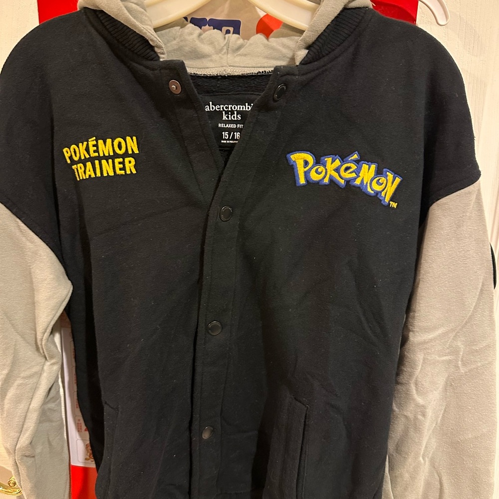 Abercrombie Teen Boys Black Relaxed Fit Pokemon Jacket